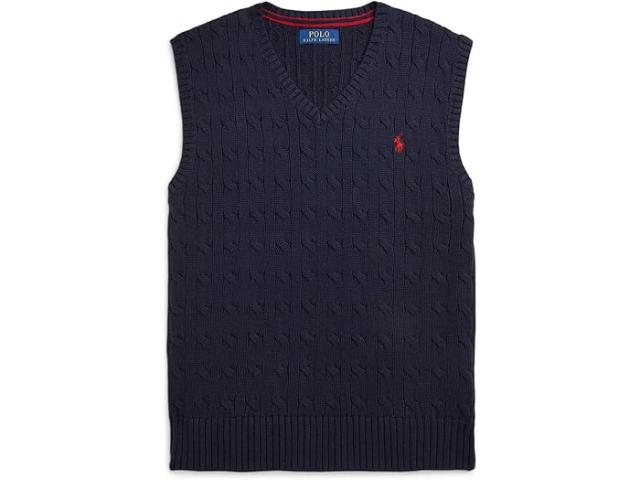 (取寄) ラルフローレン キッズ メンズ ケーブルニット コットン セーター ベスト (ビッグ キッド) Polo Ralph Lauren Kids men Cable-Knit Cotton Sweater Vest (Big Kid) RL Navy
