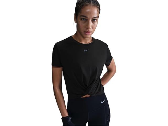 (取寄) ナイキ レディース ワン クラシック ツイスト ドライ-フィット ショート スリーブ トップ Nike women One Classic Twist Dri-FIT Short Sleeve Top Black/Black