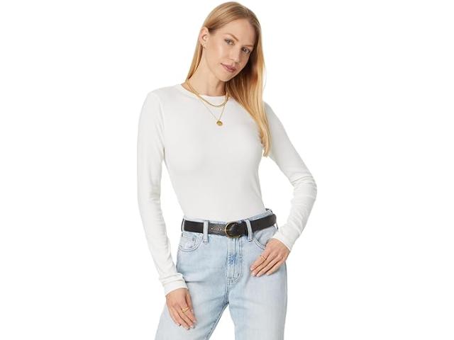 (取寄) メイドウェル レディース モーダル リブ ロング スリーブ クルー ネック Madewell women Modal Rib Long Sleeve Crew Neck Winter White