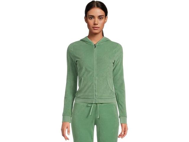 (取寄) ジューシークチュール レディース ウォッシュド タオル テリー ヘリテージ ジャケット ウィズ グラフィック Juicy Couture women Washed Towel Terry Heritage Jacket With Graphic Kiwi