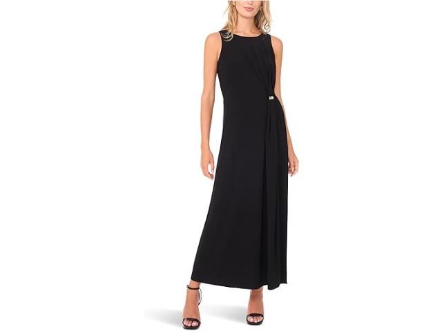 (取寄) ヴィンスカムート レディース クルー ネック ギャザード ツイスト マキシ W/ ゴールド トリム リング Vince Camuto women Crew Neck Gathered Twist Maxi w/ Gold Trim Ring Rich Black