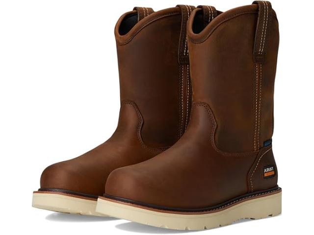 (取寄) アリアット メンズ リーバー ウェッジ プル-オン ウォータープルーフ ワーク ブーツ Ariat men Rebar Wedge Pull-On Waterproof Work Boots Distressed Brown