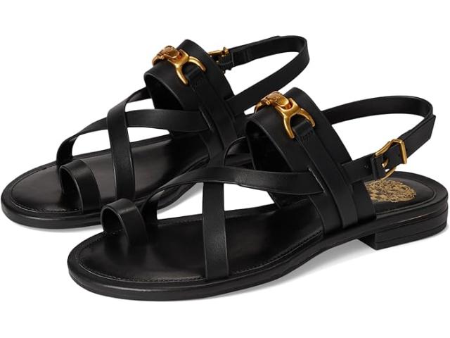(取寄) ヴィンスカムート レディース レニー バンデット バックル フラッツ サンダル Vince Camuto women Lenni Banded Buckle Flat Sandals Black