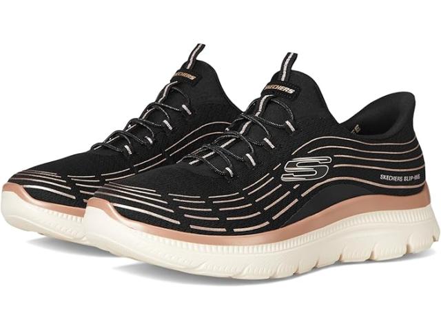 (取寄) スケッチャーズ レディース サミッツ プラス ハンズ フリー スリップ-インス SKECHERS women Summits Plus Hands Free Slip-INS Black Rose Gold