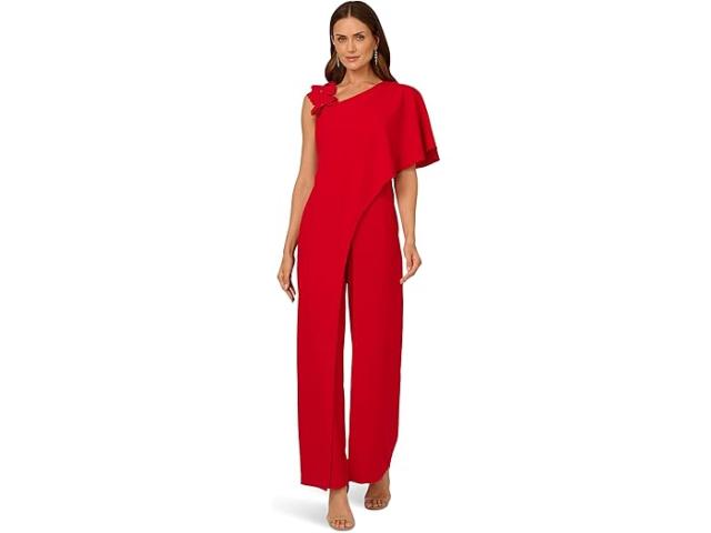 (取寄) アドリアナ パぺル レディース アシンメトリカル クレープ ジャンプスーツ Adrianna Papell women Asymmetrical Crepe Jumpsuit Hot Pepper
