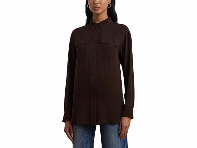 (取寄) ローレン ラルフローレン レディース クレープ ドゥ チャイナ シャツ LAUREN Ralph Lauren women LAUREN Ralph Lauren Crepe de Chine Shirt Circuit Brownの通販は