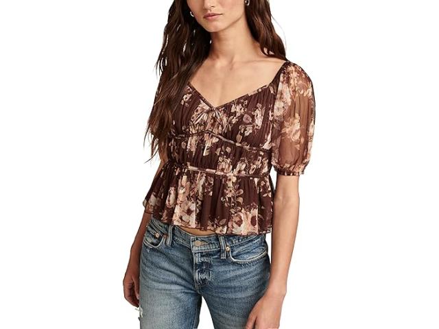 (取寄) ラッキーブランド レディース メッシュ デート ナイト トップ Lucky Brand women Mesh Date Night Top Brown Floralの通販は
