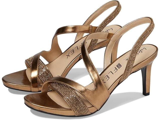 (取寄) ライフストライド レディース ミア グリッツ ストラップ ヒールド ドレス サンダル LifeStride women Mia Glitz Strappy Heeled Dress Sandals Bronze