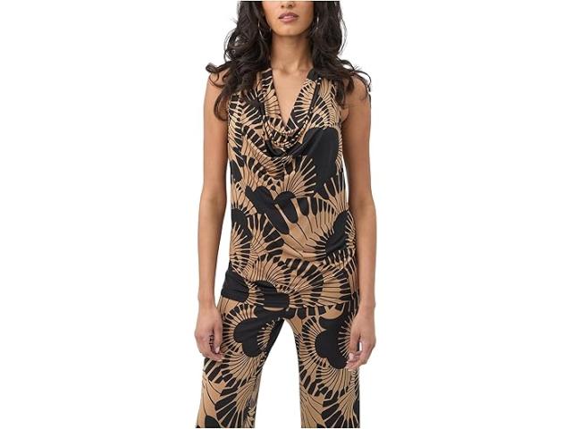 (取寄) トリーナターク レディース モジアック トップ Trina Turk women Mosiac Top Black/Camel