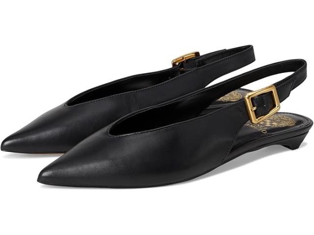 (取寄) ヴィンスカムート レディース キトン ヒール スリングバック フラッツ ミュール Vince Camuto women Valther Kitten Heel Slingback Flat Mule Black