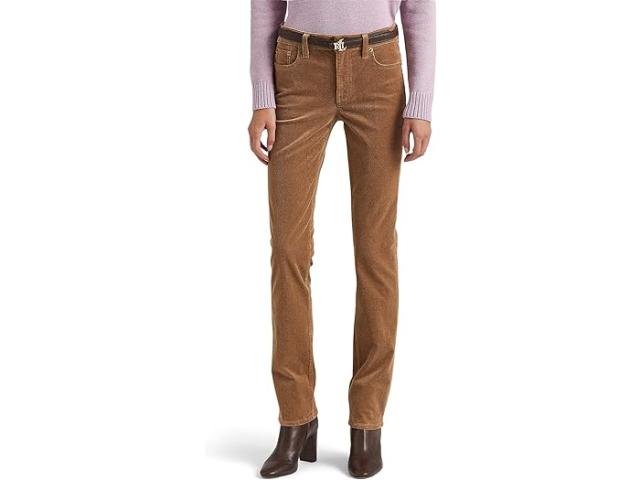 (取寄) ローレン ラルフローレン レディース ストレッチ コーデュロイ ミッドライズ ストレート パンツ Lauren Ralph Lauren women Stretch Corduroy Mid-Rise Straight Pant Classic Camel