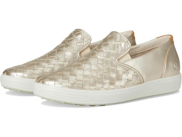 (取寄) エコー レディース ソフト 7 ウーブン スリッポン 3.0 スニーカー ECCO women Soft 7 Woven Slip-On 3.0 Sneaker Pure White Gold