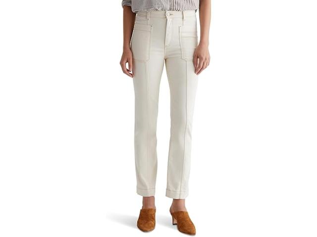 (取寄) AGジーンズ レディース リラ ユーティリティ ミッドライズ ストレート ジーンズ イン ホワイト オート AG Jeans women Lila Utility Mid-Rise Straight Jeans in White Oat White Oat