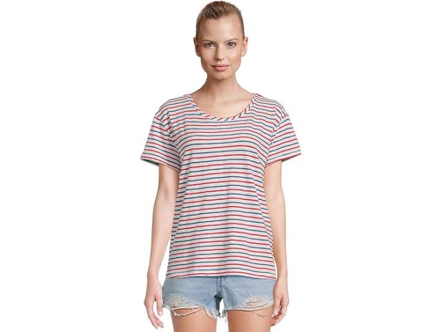 (取寄) ヴィンヤードヴァインズ レディース スラブ ジャージ リラックスド-フィット ティー Vineyard Vines women Slub Jersey Relaxed Tee Marta Stripe/White/Lighthouse Red/Moonshine
