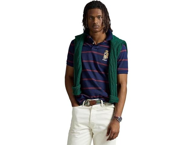 (取寄) ラルフローレン メンズ カスタム スリム フィット ベアー メッシュ ポロ シャツ Polo Ralph Lauren men Custom Slim Fit Bear Mesh Polo Shirt Newport Navy/Red Wine/Heritage Bear