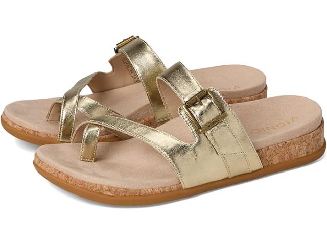 (取寄) バイオニック レディース カルメラ トング サンダル VIONIC women Carmela Thong Sandals Gold Leather