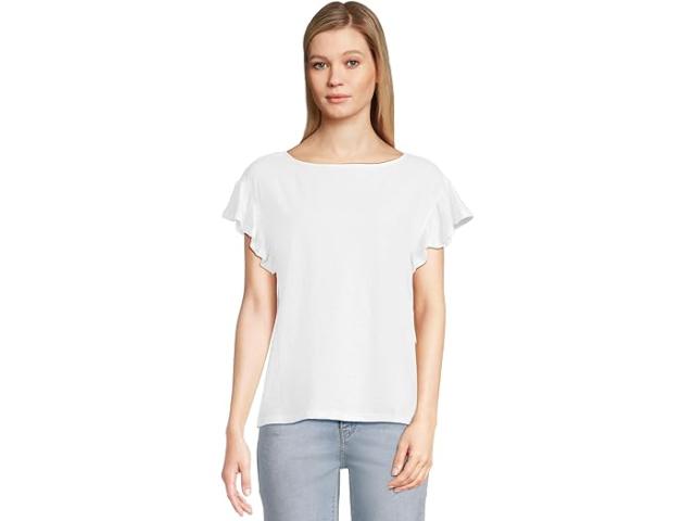 (取寄) ヴィンヤードヴァインズ レディース スラブ ジャージ フラッター スリーブ ティー Vineyard Vines women Slub Jersey Flutter Sleeve Tee White Cap