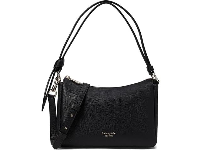 (取寄) ケイトスペード レディース ノット ペブルド レザー ミディアム ショルダー バッグ Kate Spade New York women Kate Spade New York Knott Pebbled Leather Medium Shoulder Bag Blackの通販は