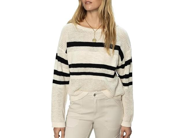 (取寄) サンクチュアリ レディース スポーティ ストライプ オープン ニット セーター Sanctuary women Sporty Stripe Open Knit Sweater Eco Natural/Black Stripe