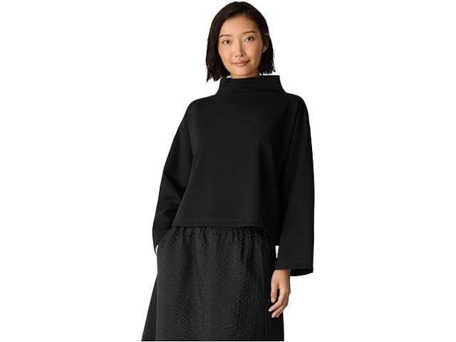 (取寄) アイリーン フィッシャー レディース ライトウェイト ポンテ ファンネル ネック トップ Eileen Fisher women Lightweight Ponte Funnel Neck Top Black