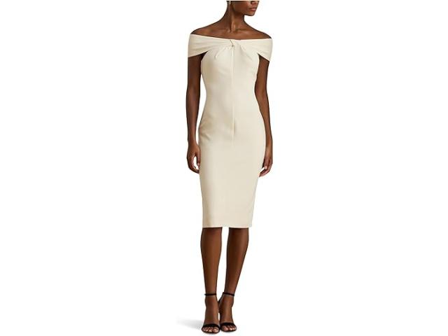 (取寄) ローレン ラルフローレン レディース ツイスト-フロント クレープ カクテル ドレス Lauren Ralph Lauren women Twist-Front Crepe Cocktail Dress Mascarpone Cream