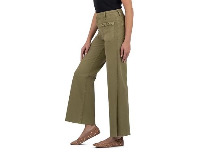 (取寄) カット フロム ザ クロス レディース メグ ハイ ライズ ワイド レッグ パッチ ポケッツ ウィズ ブレイド KUT from the Kloth women MEG HIGH RISE WIDE LEG -FRONT PATCH POCKETS WITH BRAID Olive