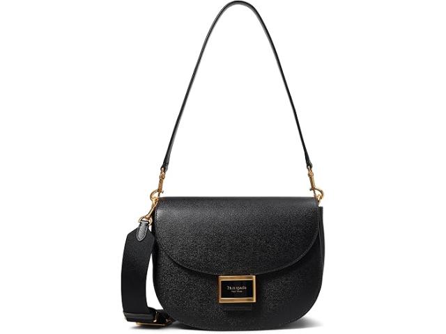 (取寄) ケイトスペード レディース ケイティ テクスチャー レザー コンバーチブル サドル バッグ Kate Spade New York women Katy Textured Leather Convertible Saddle Bag Blackの通販は