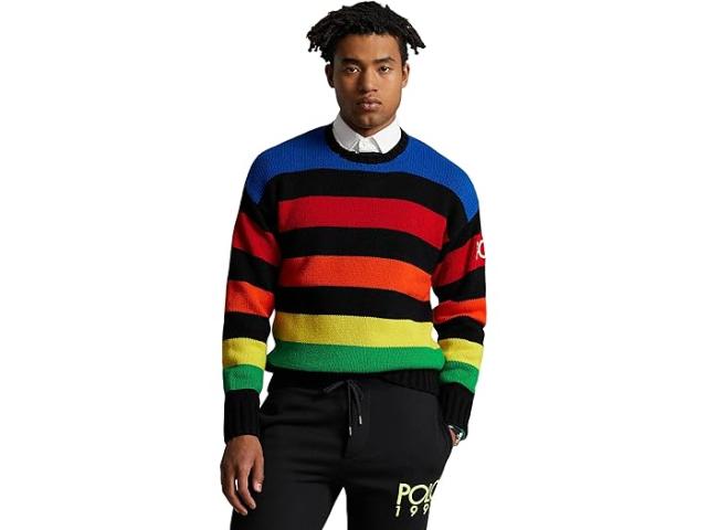 (取寄) ラルフローレン メンズ ロゴ ストライプド ウール-ブレンド セーター Polo Ralph Lauren men Polo Ralph Lauren Logo Striped Wool-Blend Sweater Multi Comboの通販は