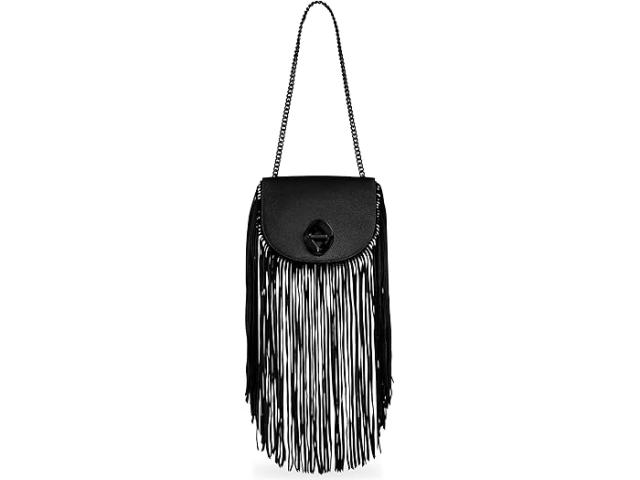 (取寄) レベッカミンコフ レディース g ミニ サドル W/フリンジ Rebecca Minkoff women Rebecca Minkoff G Mini Saddle W/Fringe Black/Blackの通販は