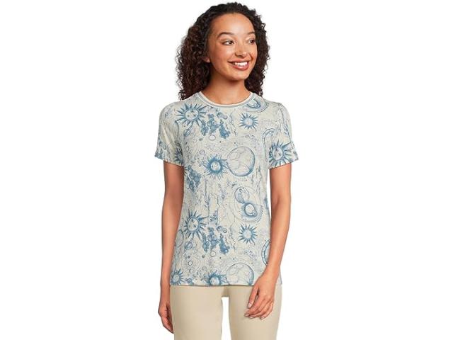 (取寄) ジョニー ワズ レディース ザ ジャニー フェーバリット ショート スリーブ クルー ネック ティー- ミン Johnny Was women The Janie Favorite Short Sleeve Crew Neck Tee- Min Mina Blue