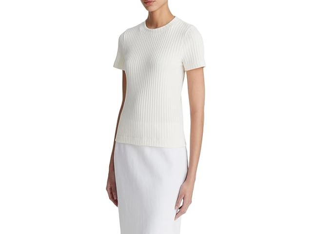 (取寄) ヴィンス レディース リブ ショート スリーブ クルー Vince women Rib Short Sleeve Crew Off White