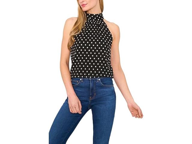 (取寄) シーシー レディース スリーブレス ホルター トップ ウィズ バック ボウ CeCe women Sleeveless Halter Top With Back Bow Rich Black