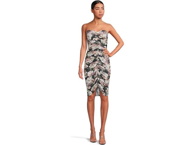 (取寄) ノーマ カマリ レディース ストラップレス シャード フロント ドレス トゥ ニー Norma Kamali women Strapless Shirred Front Dress To Knee Peony