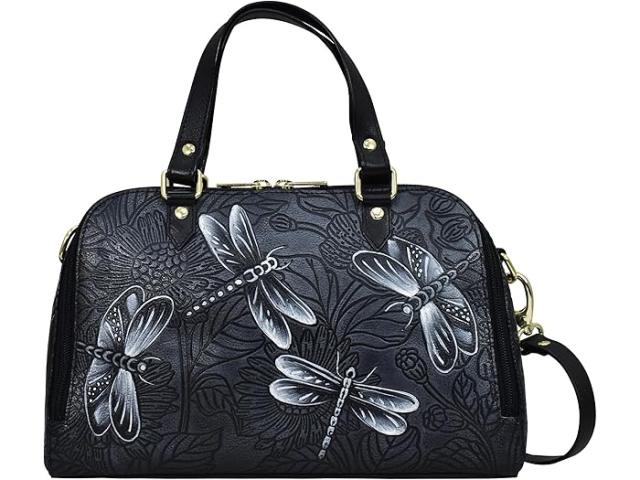 (取寄) アヌシュカ レディース ワイド オーガナザー サッチェル 695 Anuschka women Wide Organizer Satchel 695 Tooled Dragonfly Meadow Pewterの通販は