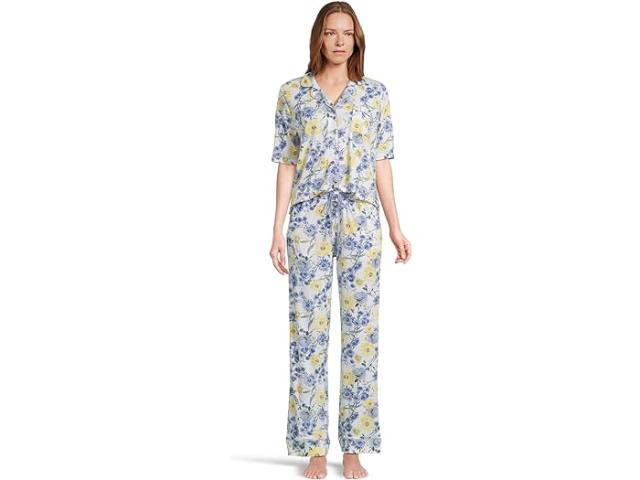 (取寄) カレン ノイバーガー レディース エルボー スリーブ ノッチ カラー ガールフレンド Pj セット Karen Neuburger women Elbow Sleeve Notch Collar Girlfriend PJ Set Sunshine Floral