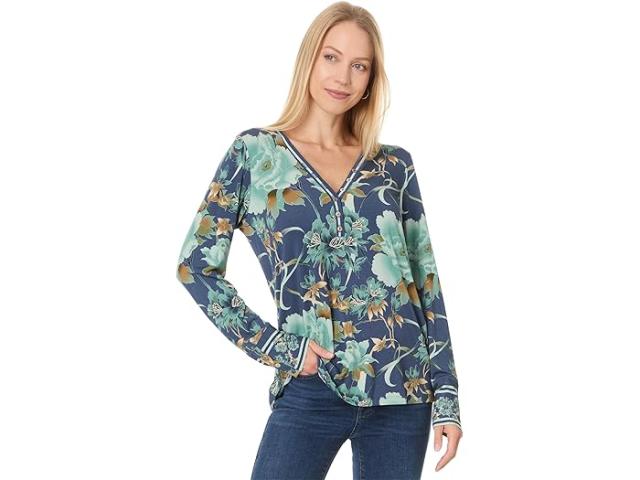 (取寄) ジョニー ワズ レディース ザ ジャニー フェーバリット ヘンリー トップ Johnny Was women Johnny Was The Janie Favorite Henley Top Peonee Blueの通販は 46,450円