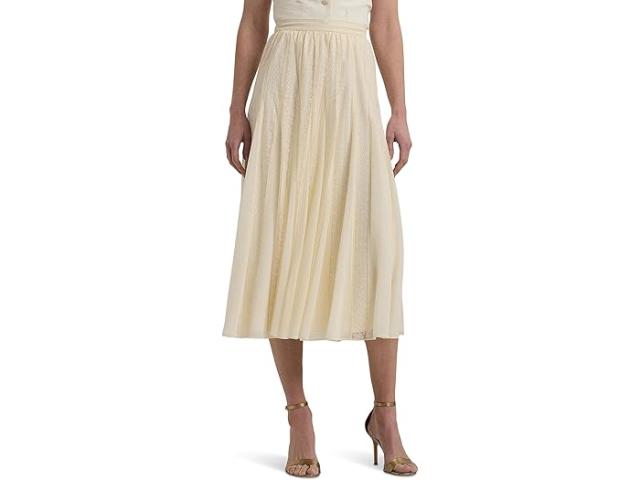(取寄) ローレン ラルフローレン レディース レース アンド シフォン ミディ スカート Lauren Ralph Lauren women Lace & Chiffon Midi Skirt Mascarpone Cream