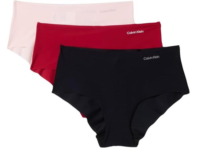 (取寄) カルバンクライン アンダーウェア レディース インビジブルズ 3-パック ヒップスター   Underwear women Invisibles 3-Pack Hipster Red Stamp/Nymph Thigh/ Black