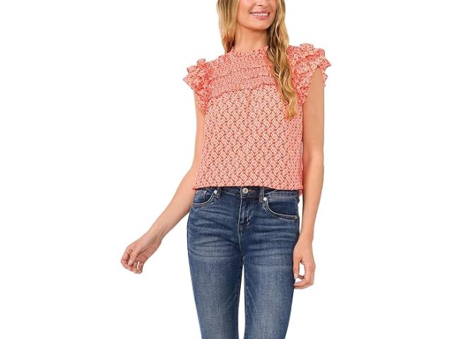 (取寄) シーシー レディース ラッフル スモック ヨーク ベビードール ブラウザ CeCe women CeCe Ruffle Smocked Yoke Babydoll Blouse Tigerlilyの通販は 15,645円