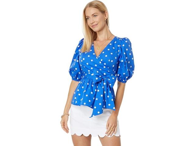 (取寄) リリー ピュリッツァー レディース カラ コットン ラップ トップ Lilly Pulitzer women Lilly Pulitzer Kara Cotton Wrap Top Blue Grotto Hotter Spotの通販は