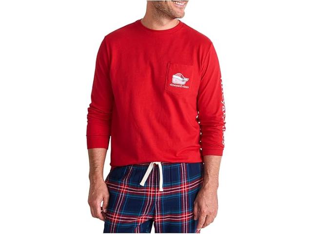 (取寄) ヴィンヤードヴァインズ メンズ 2025 サンタ ホエール ロング スリーブ ティー Vineyard Vines men 2025 Santa Whale Long Sleeve Tee Red Velvet
