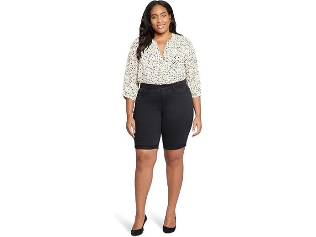 (取寄) エヌワイディージェイ レディース プラス サイズ ブリエラ ショーツ ロール カフ イン ブラック NYDJ women Plus Size Briella Shorts Roll Cuff in Black Black