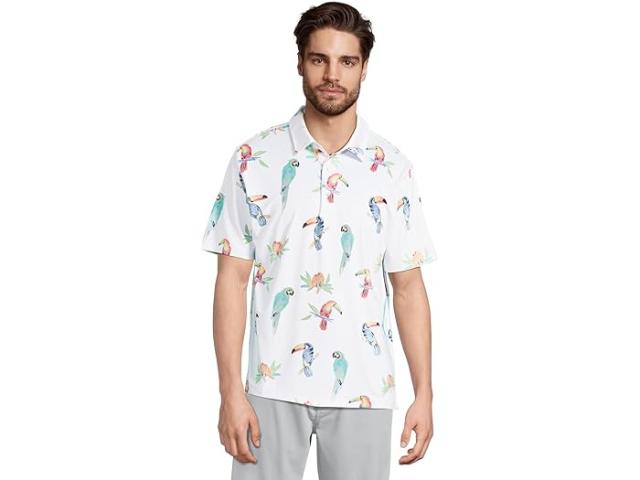 (取寄) チャビーズ メンズ ザ デュード ウェアズ マカウ (パフォーマンス ポロ) Chubbies men The Dude Where's Macaw (Performance Polo) Optic White - Pattern Base (Includes Plaids)