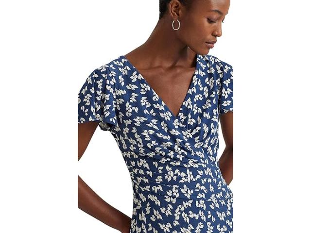 (取寄) ローレン ラルフローレン レディース フローラル ストレッチ ジャージ サープリス ドレス LAUREN Ralph Lauren women LAUREN Ralph Lauren Floral Stretch Jersey Surplice Dress Blue/Creamの通販は