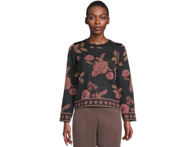 (取寄) ヴィンスカムート レディース フローラル ジャカード ロング スリーブ クルー Vince Camuto women Floral Jacquard Long Sleeve Crew Classic Navy