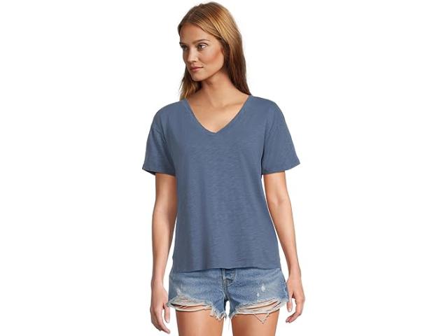 (取寄) モッドオードック レディース ショート スリーブ V-ネック ボクシー ティー Mod-o-doc women Short Sleeve V-Neck Boxy Tee Pacific Blue