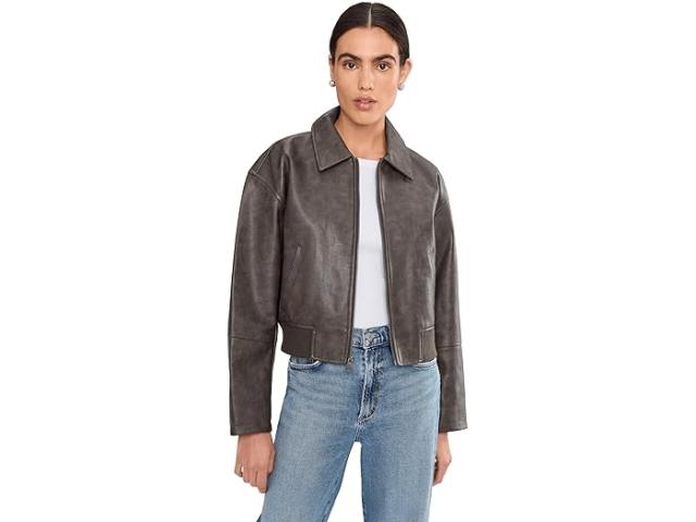 (取寄) リーバイス レディース フォー レザー ボンバー ウィズ レイダウン カラー Levi's women Faux Leather Bomber With Laydown Collar Ash