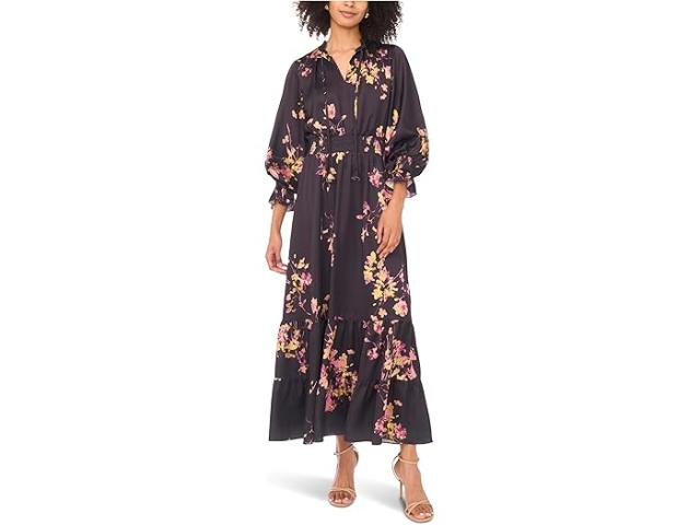 (取寄) ヴィンスカムート レディース ロング スリーブ マキシ ドレス ウィズ スモック Vince Camuto women Long Sleeve Maxi Dress with Smocked Rich Black