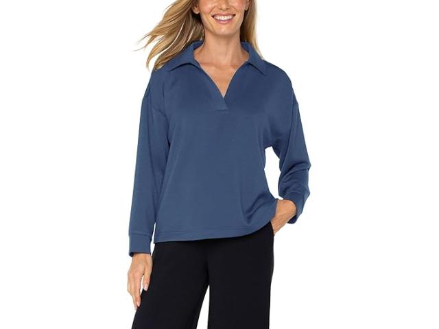 (取寄) リバプールロサンゼルス レディース プラッシュ コンフォート ニット V-ネック ポップオーバー ウィズ カラー Liverpool Los Angeles women Plush Comfort Knit V-Neck Popover With Collar Prussian Blueの通販は