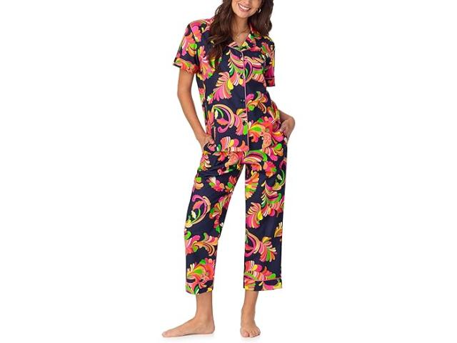 (取寄) ベッドヘッドパジャマズ レディース ショート スリーブ コットン ウーブン クロップド パジャマ セット Bedhead PJs women Short Sleeve Cotton Woven Cropped Pajama Set Theodora